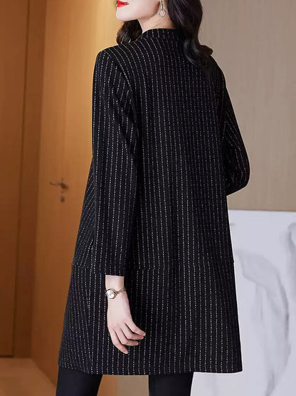 Autumn Stripe V-neck Mini Dress Qm032