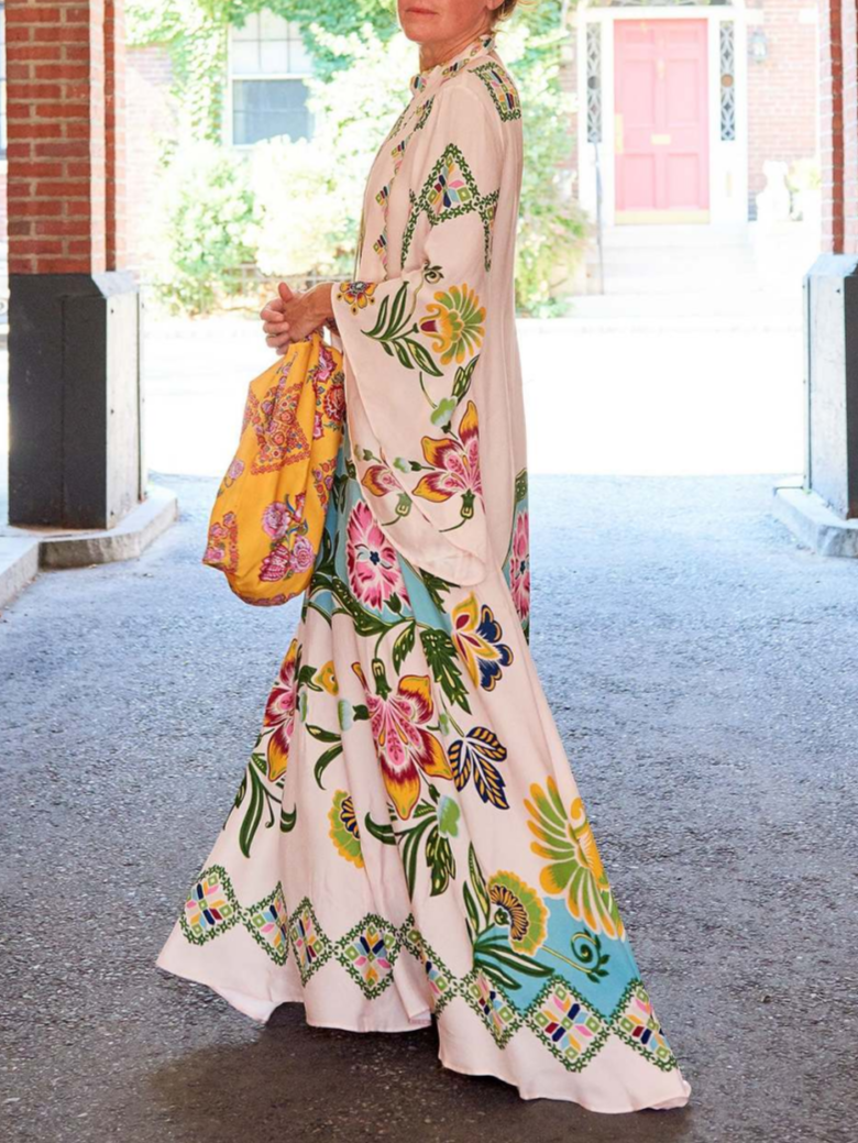 Exquisite Sunshine Print Flowing Maxi Dress