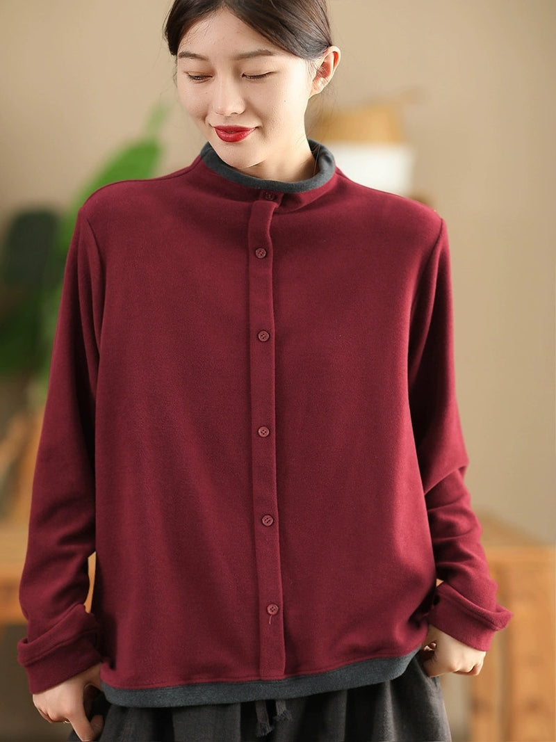 Winter Colorblock Half-turtleneck Sweatshirt Wu015