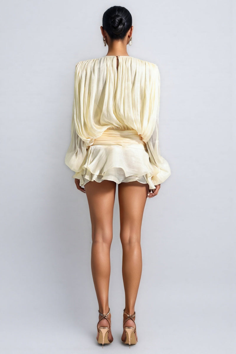 Jessamine Pleated Ruffle Mini Dress