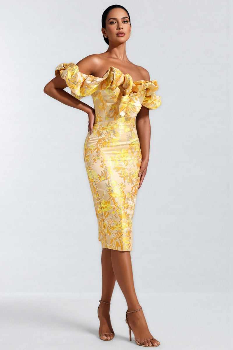 Joni One-shoulder Jacquard Midi Dress