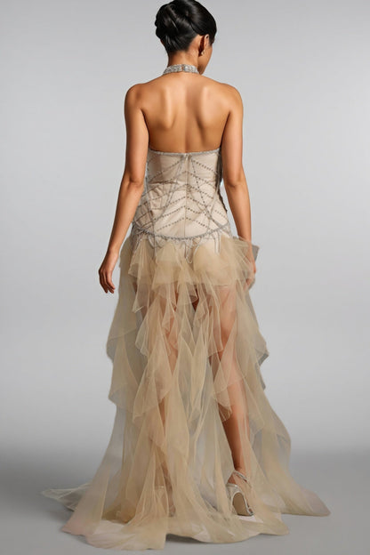 Daelad Sleeveless V-neck Sequin Tassel Maxi Dress