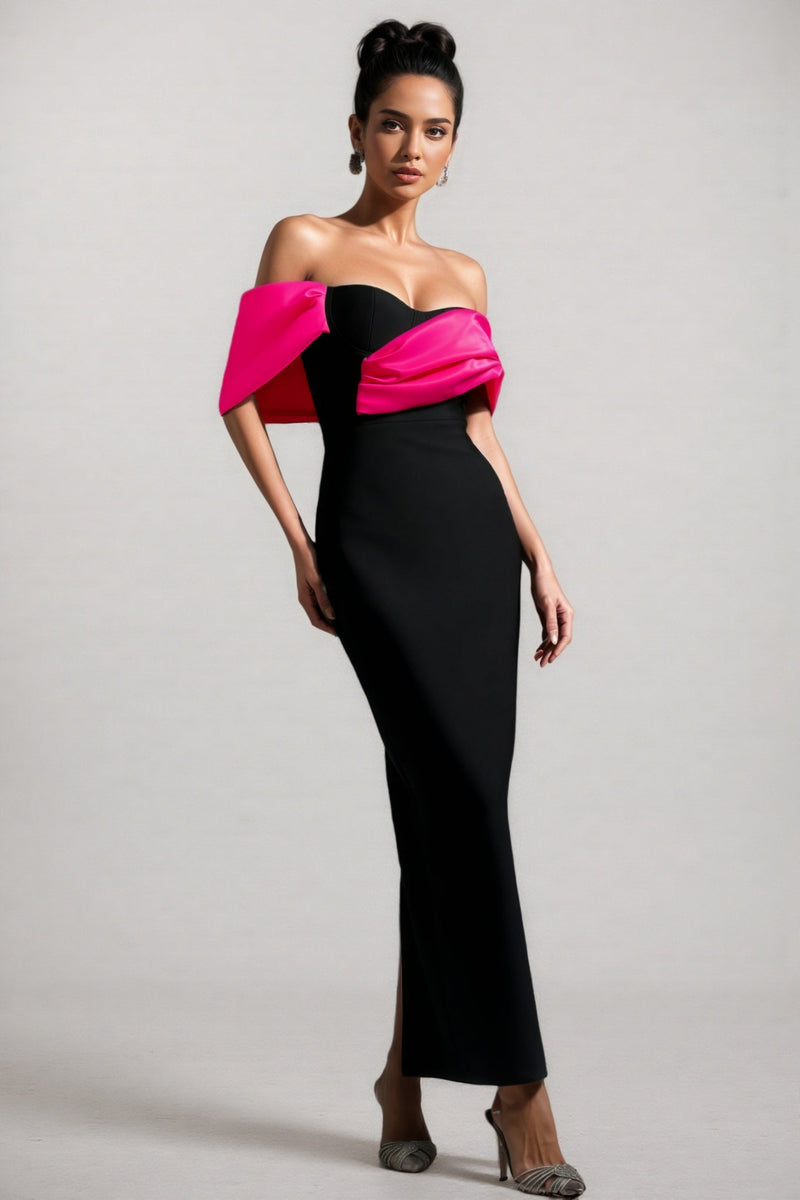 Cadao Off-the-shoulder Fold Bandage Maxi Dress