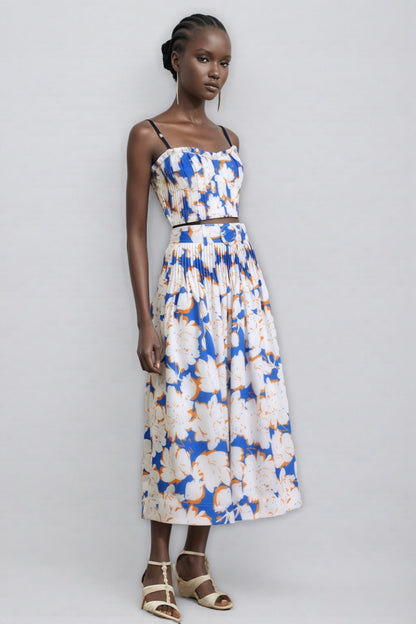Embet Print Puffy Sleeve Maxi Dress Set