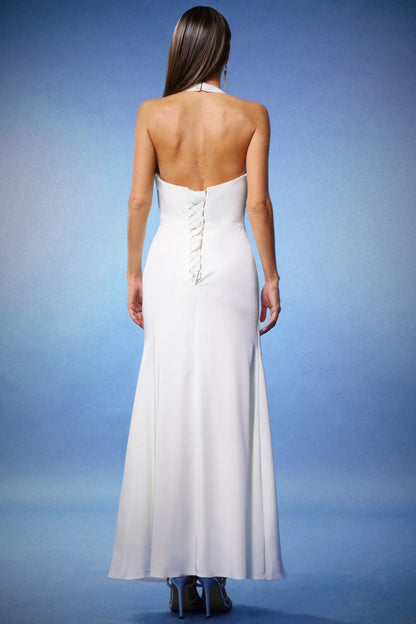 Ansely Deep-v Halter Maxi Dress