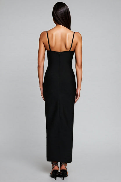 Geyren Sleeveless Diamond V-neck Bandage Maxi Dress