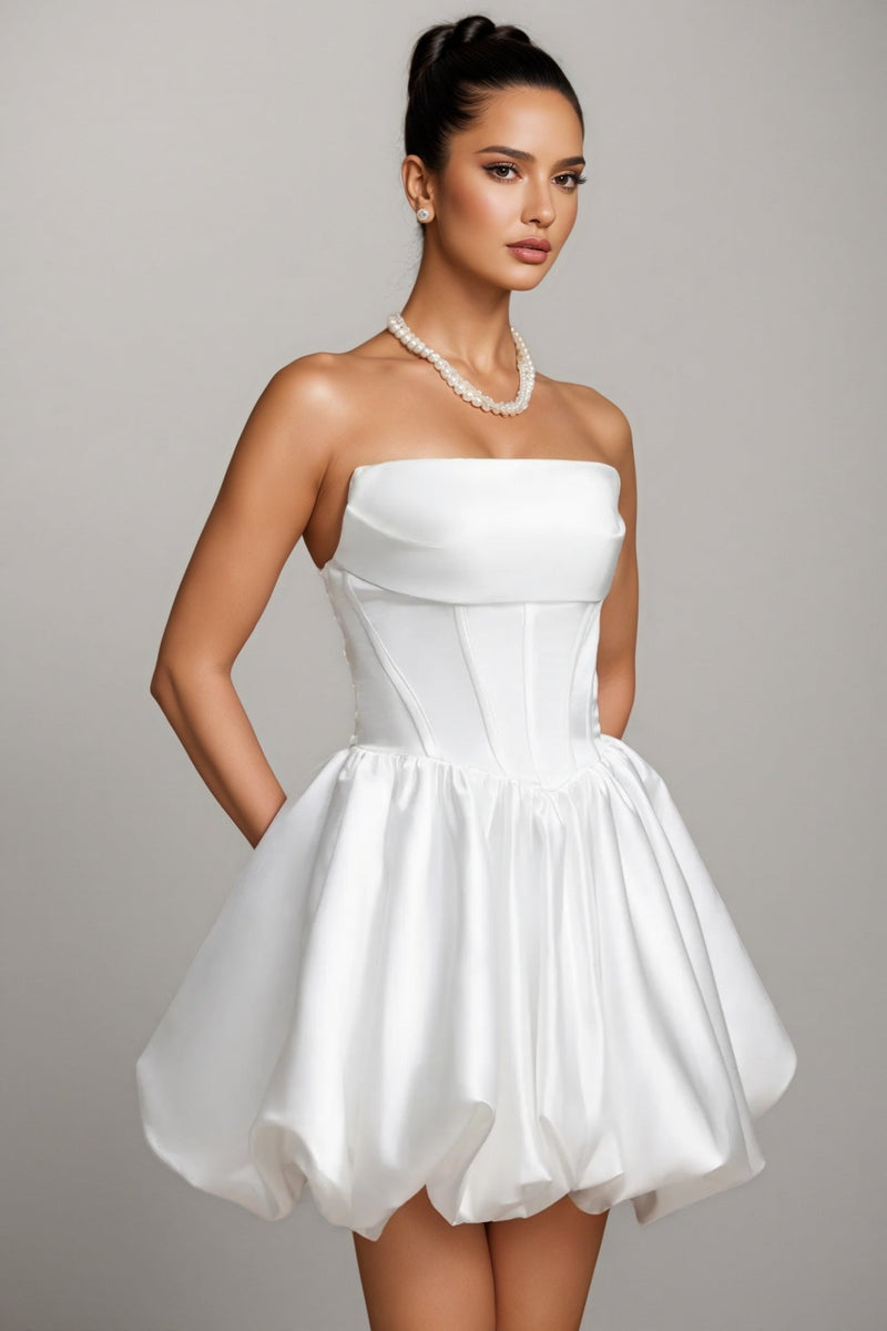 Delisy Fishbone Strapless Mini Dress