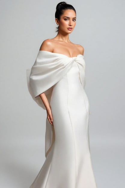 Huresa Slimming Bow Fishtail Wedding Maxi Dress