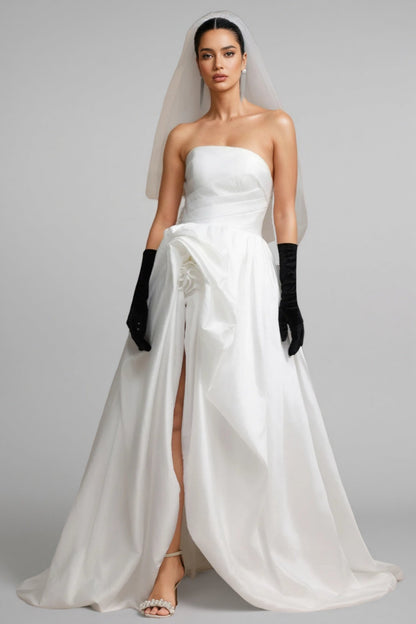 Lexi White Strapless Wedding Maxi Dress