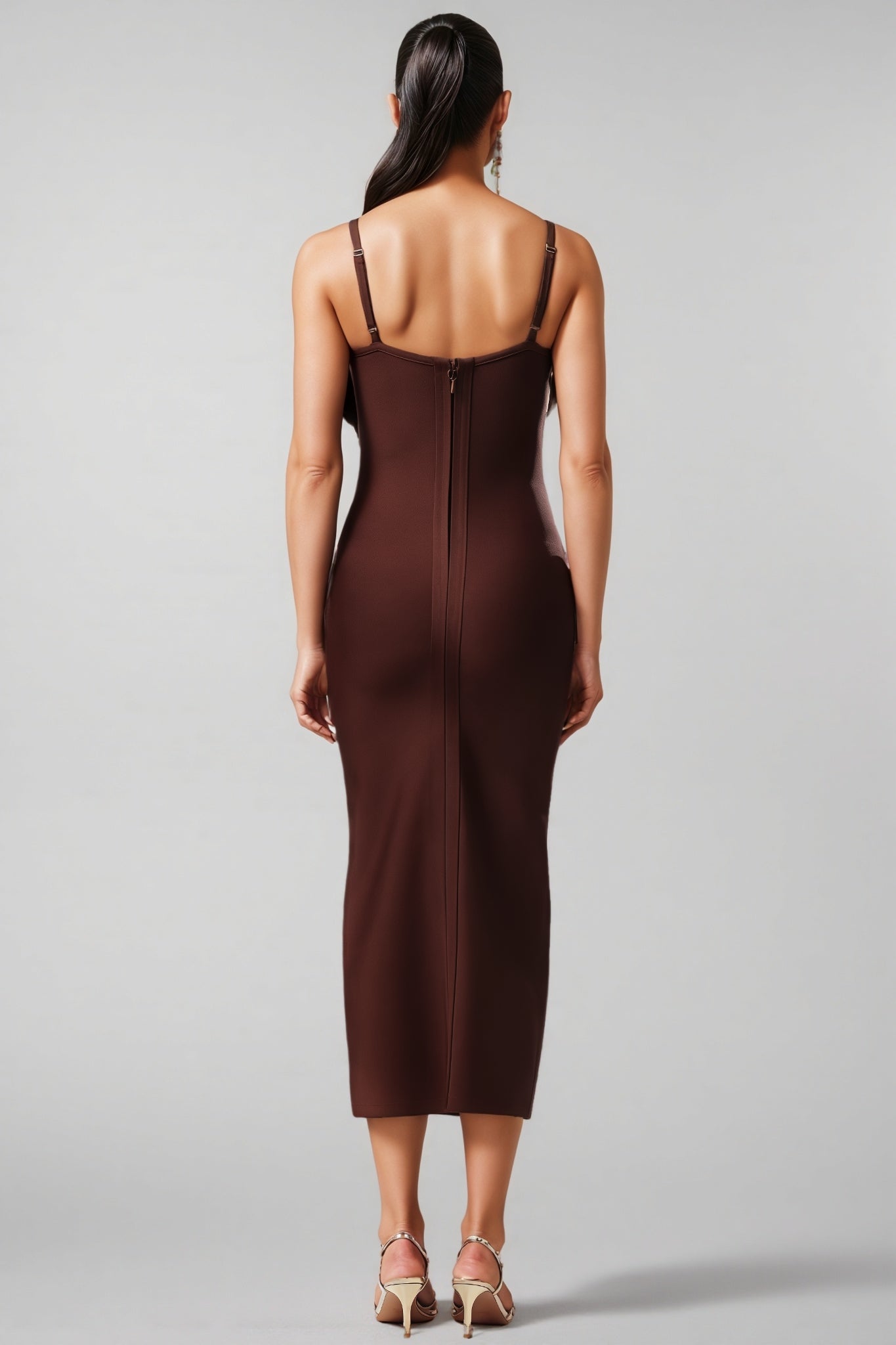 Edyta V-neck Flower Bandage Midi Dress