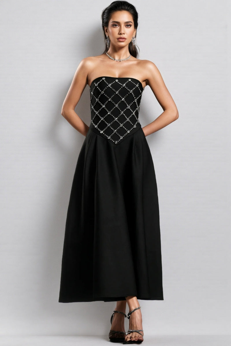Ilarid Black Studded Bandage Maxi Dress