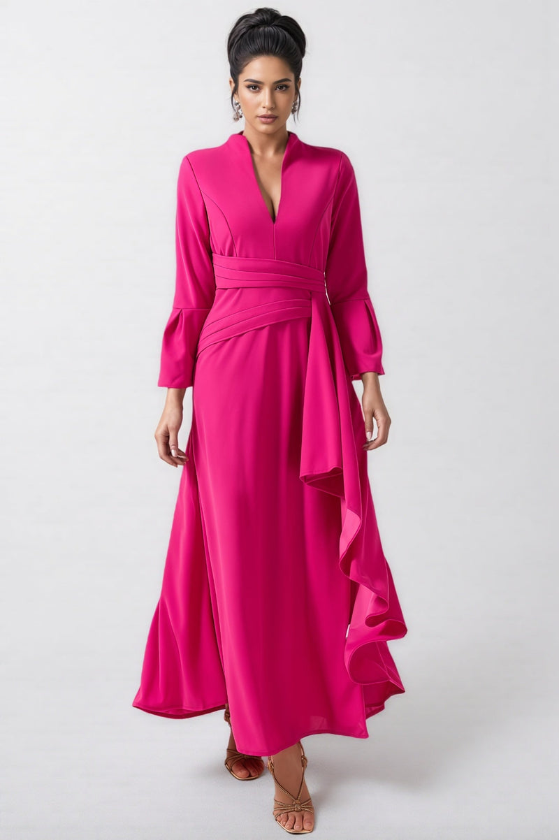 Indra Pleated Split Midi Dress