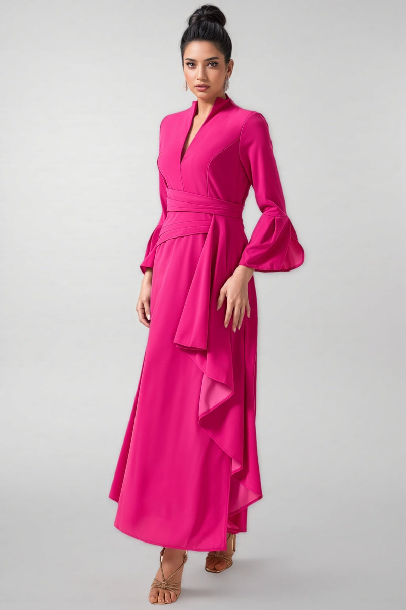 Indra Pleated Split Midi Dress