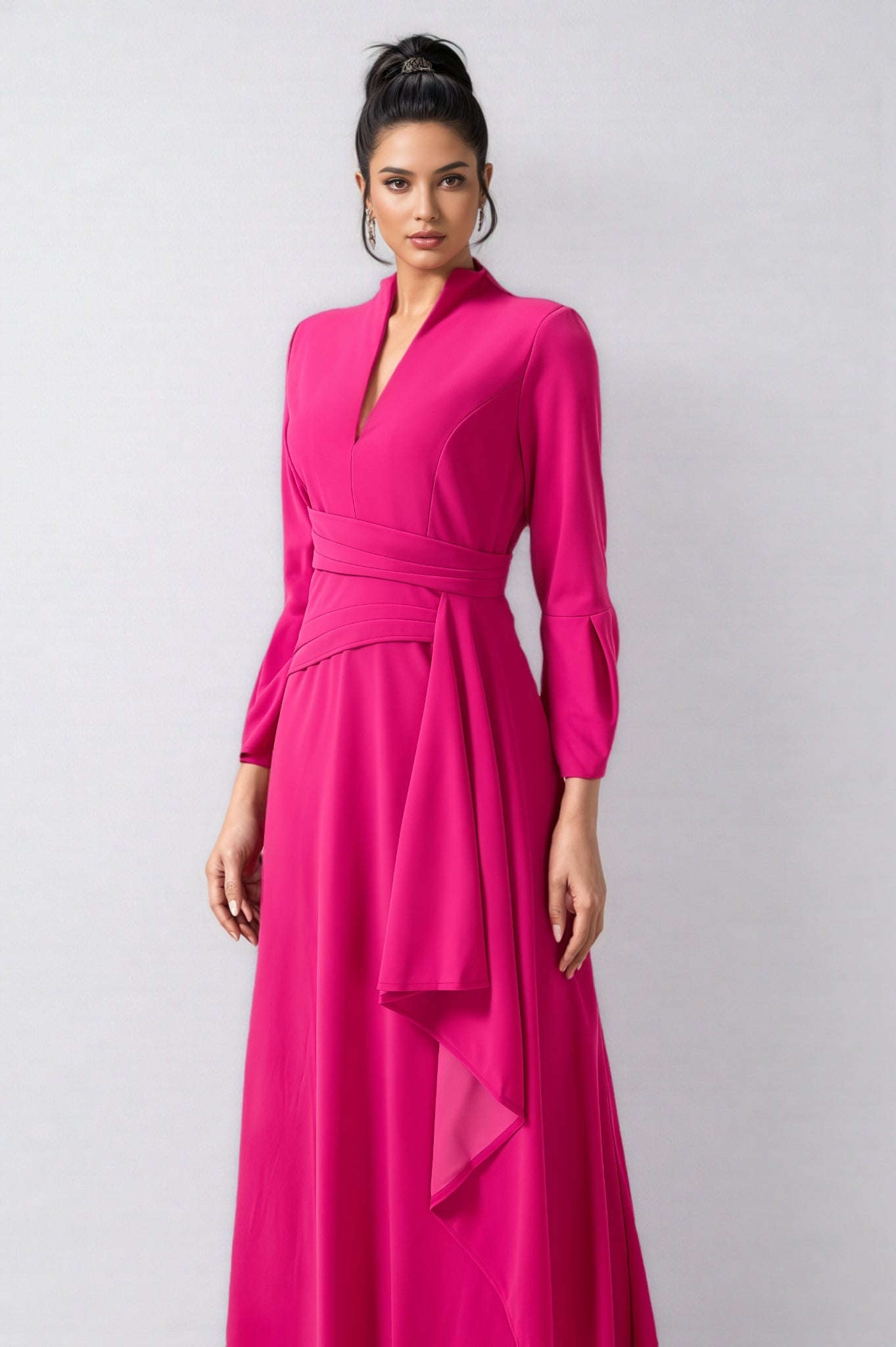 Indra Pleated Split Midi Dress