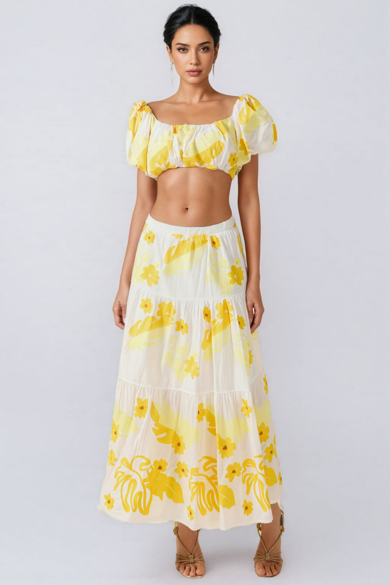 Amys Embroidery High Waist Midi Dress Set