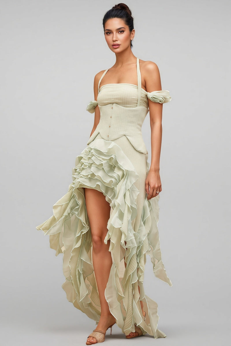 Daele Hanging Neck Fringe Mini Dress