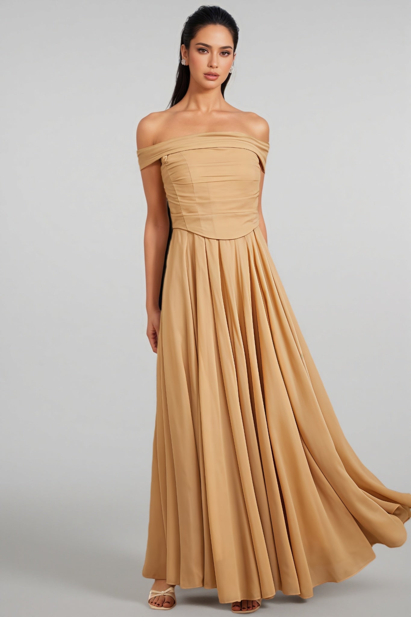Callad Strapless Fishbone Maxi Dress