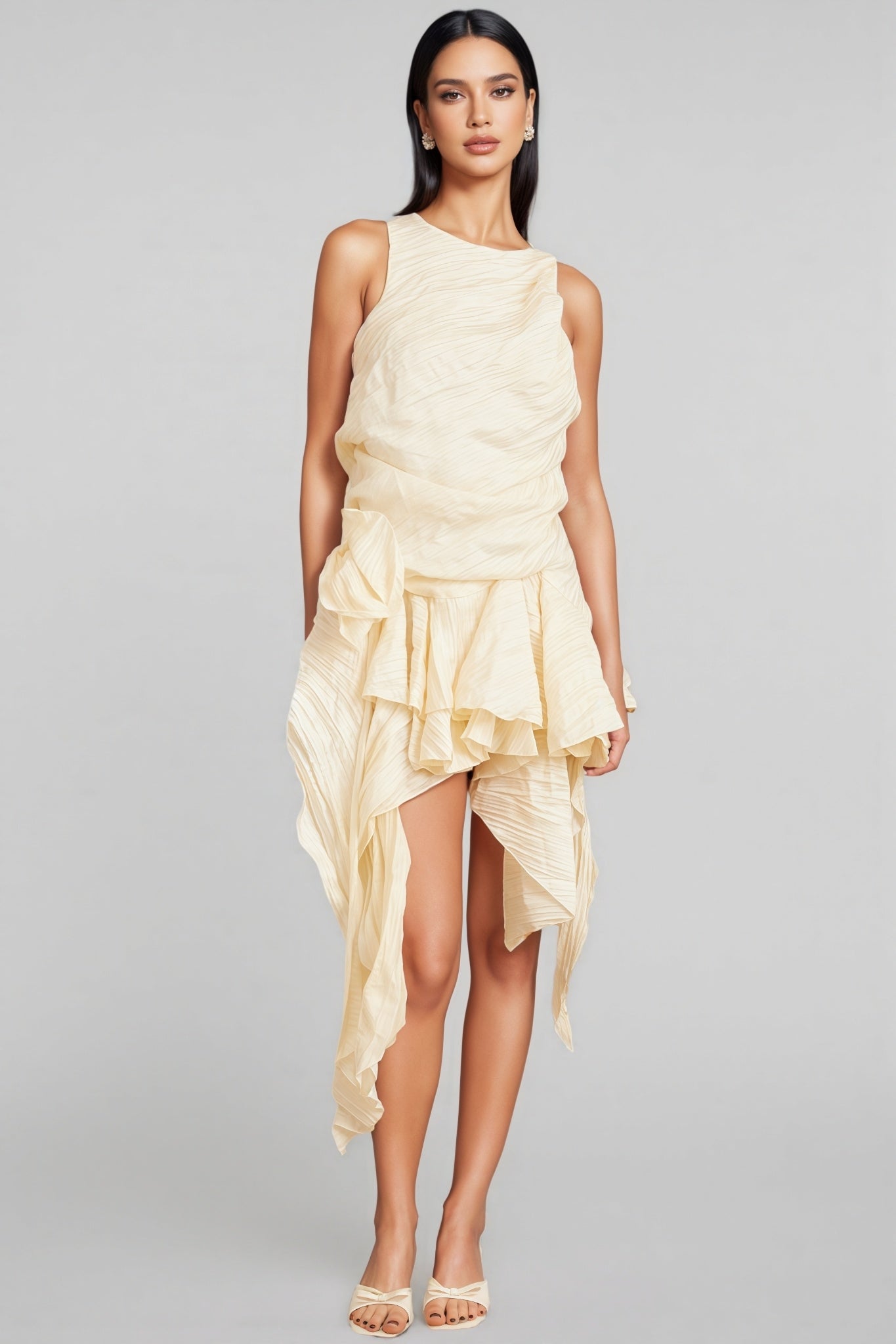 Aella 3d Irregular Ruffle Mini Dress