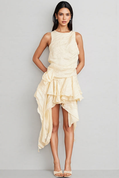 Aella 3d Irregular Ruffle Mini Dress