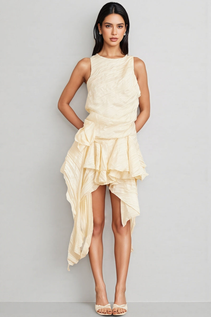 Aella 3d Irregular Ruffle Mini Dress