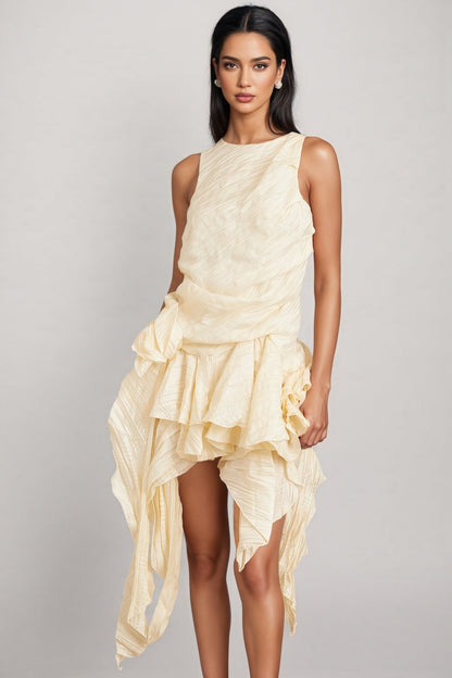 Aella 3d Irregular Ruffle Mini Dress