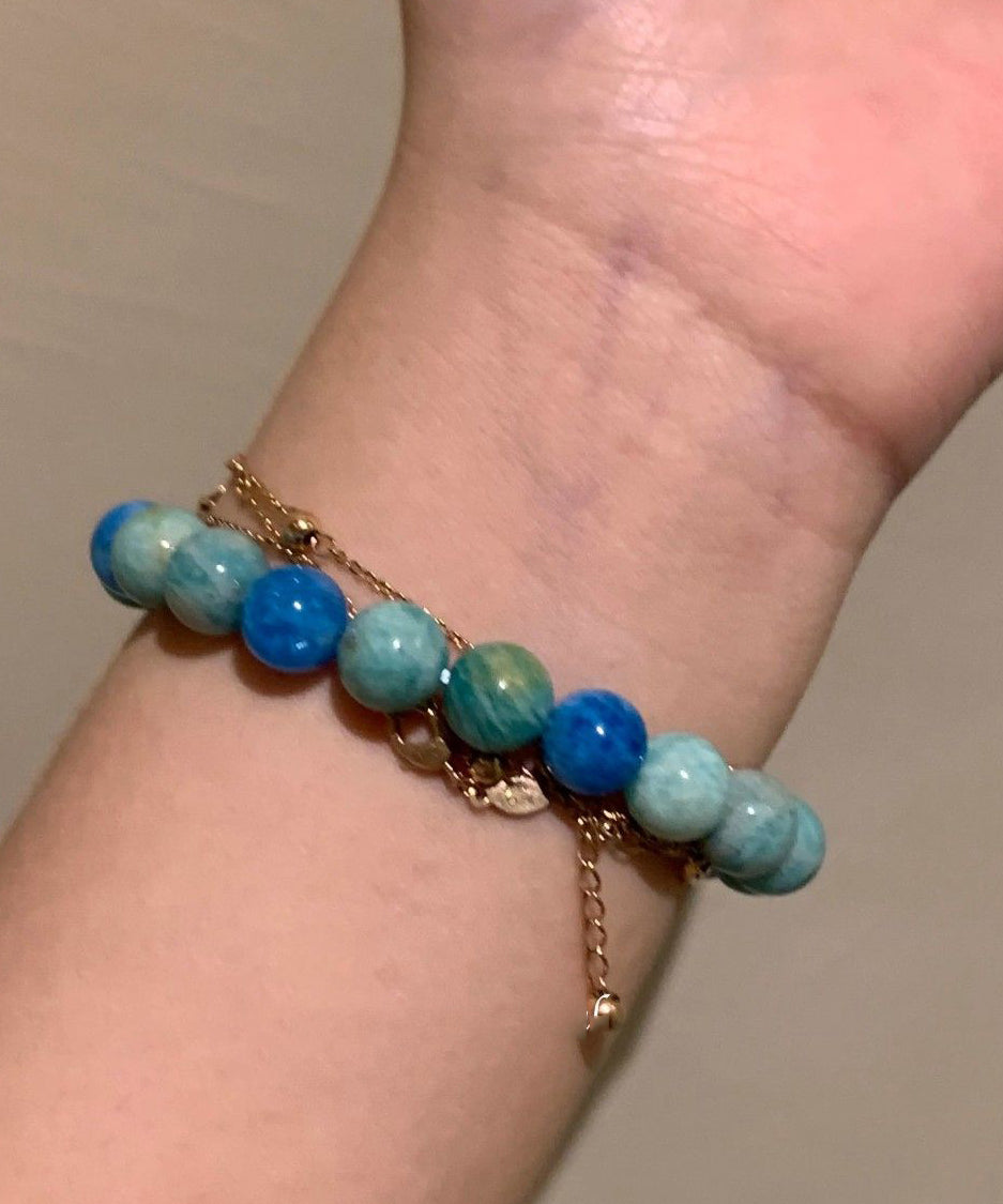 New Blue Amazonite Beads Chain Bracelet