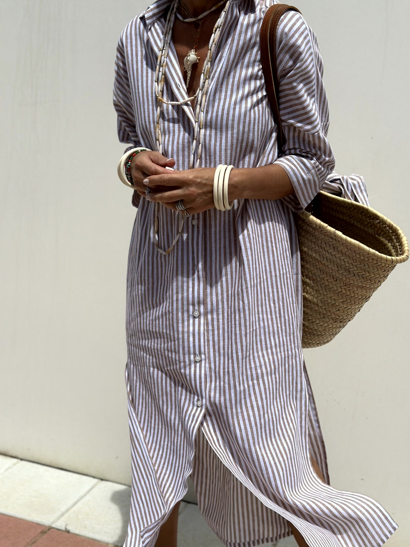 Azenith - Striped Lace-up Dress