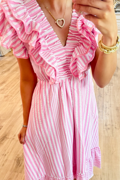 Striped Ruffle Maxi Dress