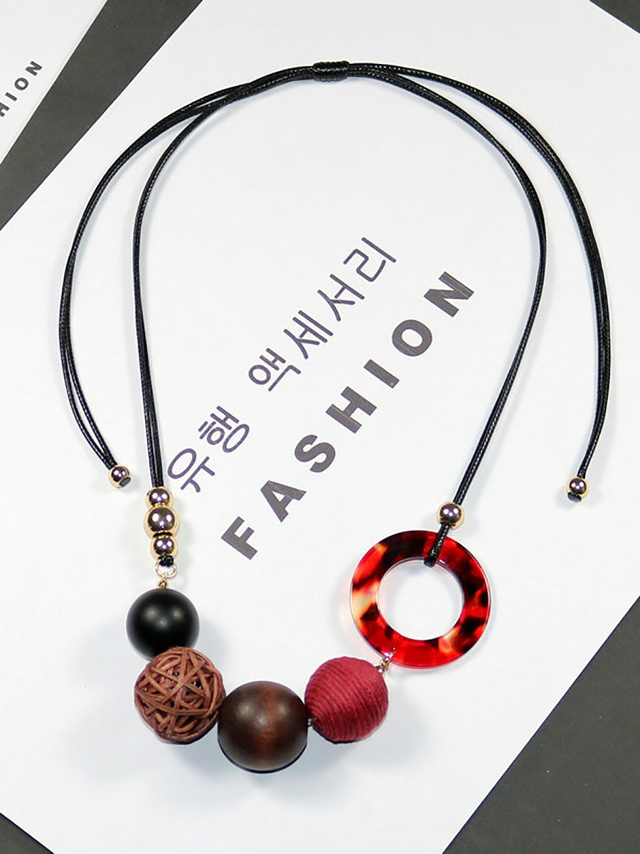 Pendant Wooden Necklace Resin