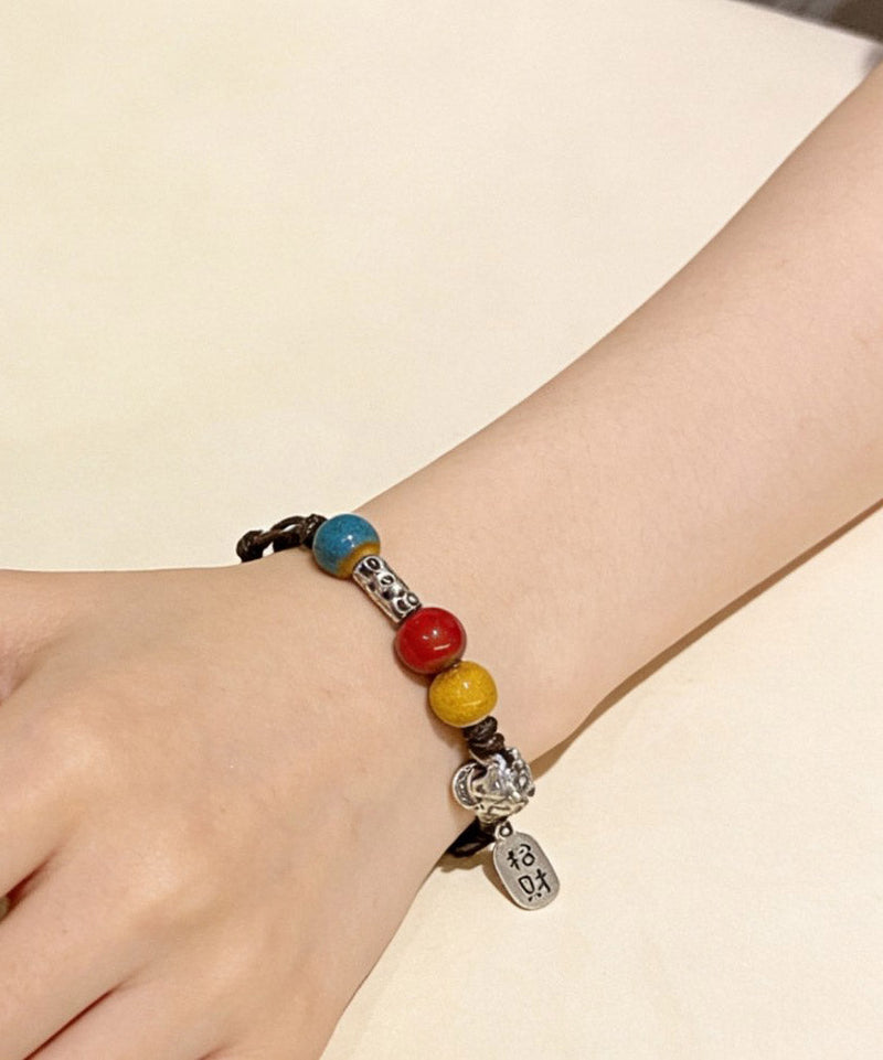New Sterling Silver Weave Ceramic Charm Bracelet