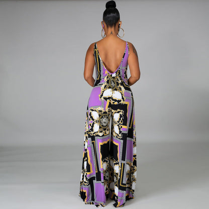 Backless Sling Summer Wide Leg Summer Jumpsuit