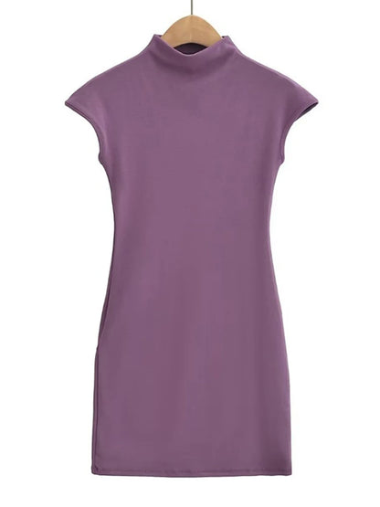 Mini Dresses for Summer Knitted Dress Clothes Black Dresses Short Sleeve Turtleneck Pink Dress Bodycon