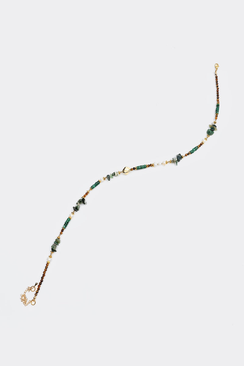 Faux Pearl & Stone Beaded Necklace
