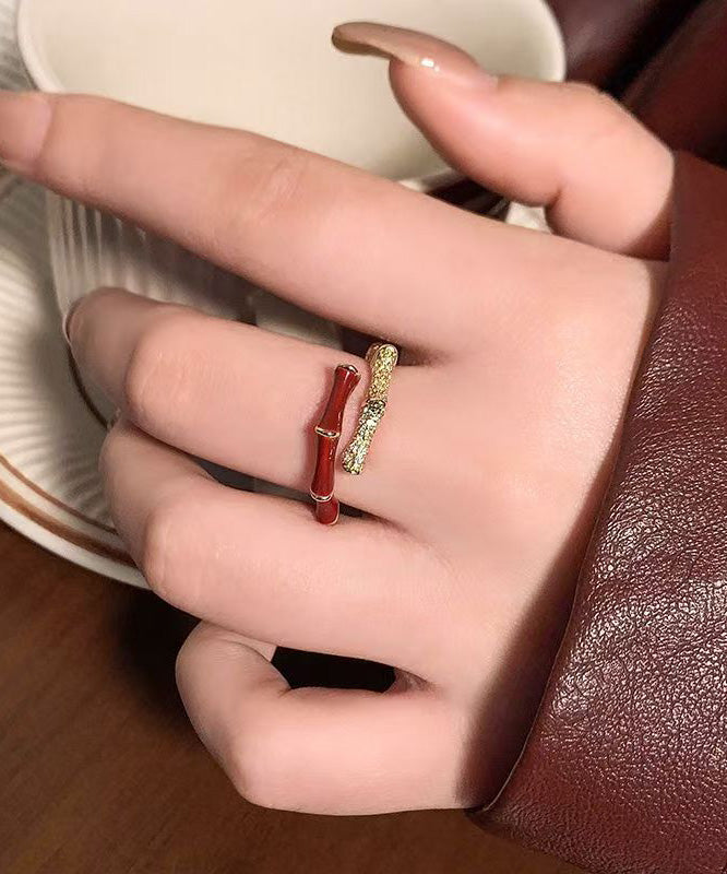 Light Exquisite Red Bamboo Zircon Rings