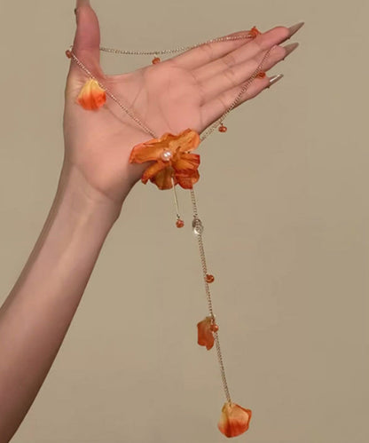 Beach Orange Alloy Tassel Pendant Necklace