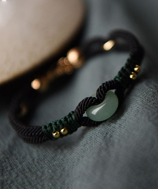 Diy Blackish Green Hand Knitting Jade Bracelet