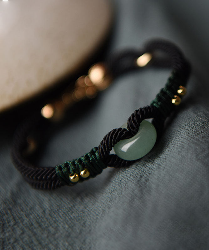 Diy Blackish Green Hand Knitting Jade Bracelet