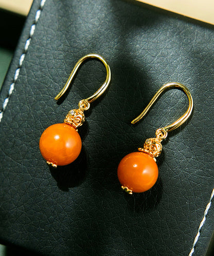 Orange Sterling Silver Overgild Zircon Beeswax Drop Earrings
