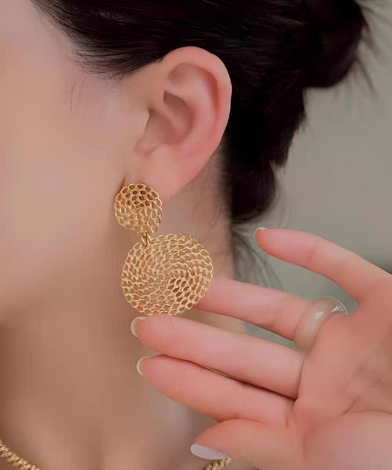 Gold Copper Overgild Hollow Out Hoop Earrings