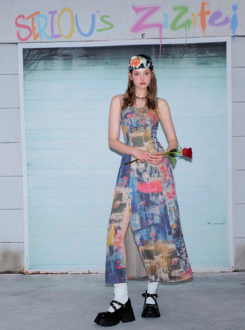 Abstract Print Maxi Dress