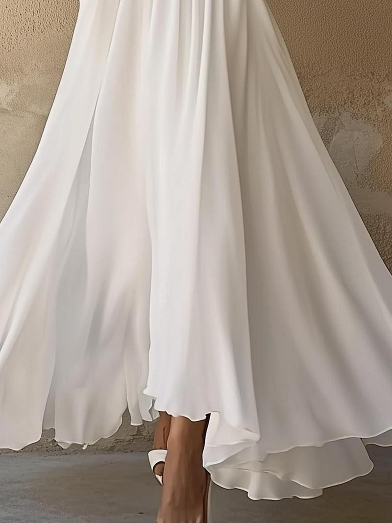 Plain White V-neck Maxi Dress