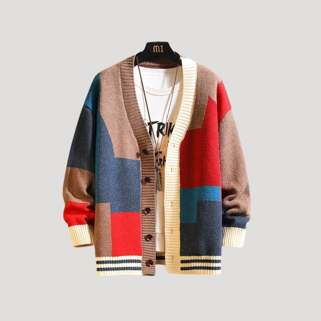Amelia | ’s Spring Colorblock Button Knit Cardigan