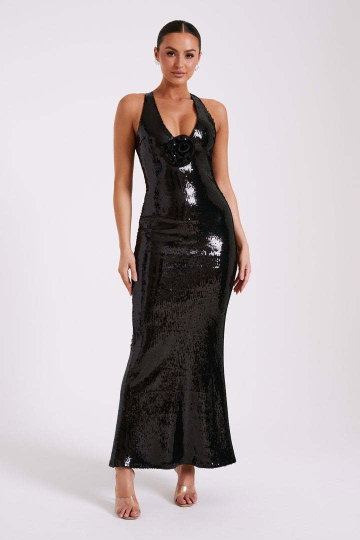 Cut-out Halter High Slit Maxi Dress