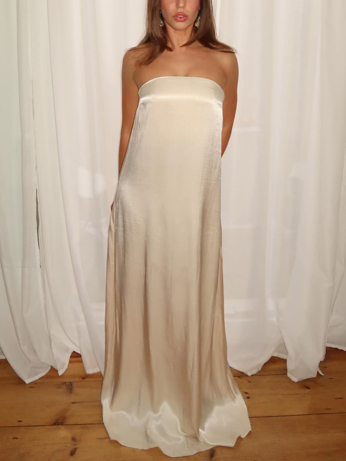 Satin Evening Gown Maxi Dress