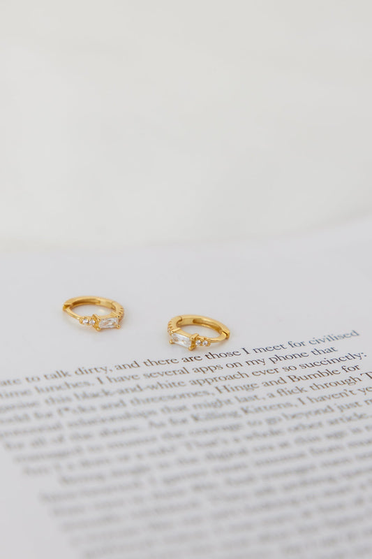 18k Gold Plated Eyes to the Soul Earrings Clear