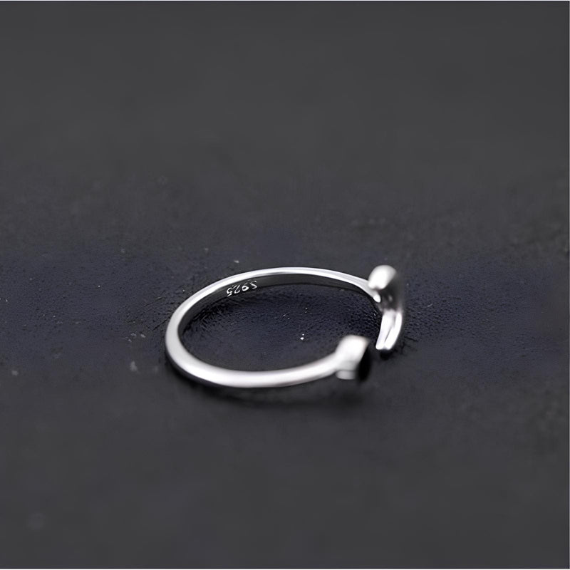 Midnight Crescent Charm Ring