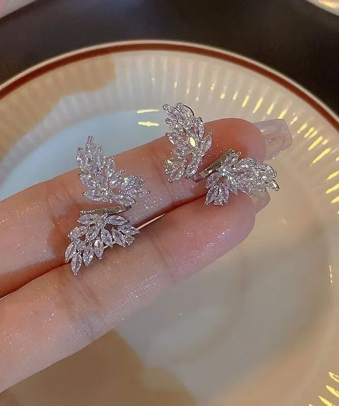 Vogue White Copper Alloy Butterfly Zircon Stud Earrings