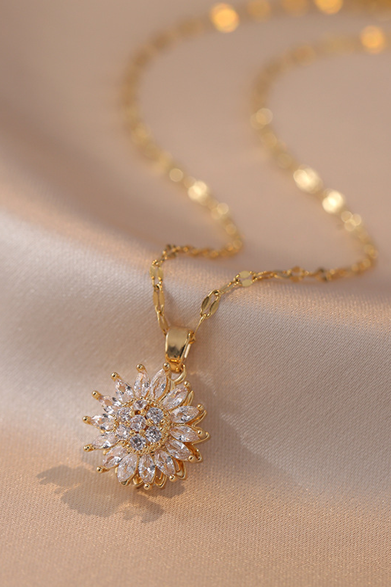 Sunflower Diamond Pendant Necklace