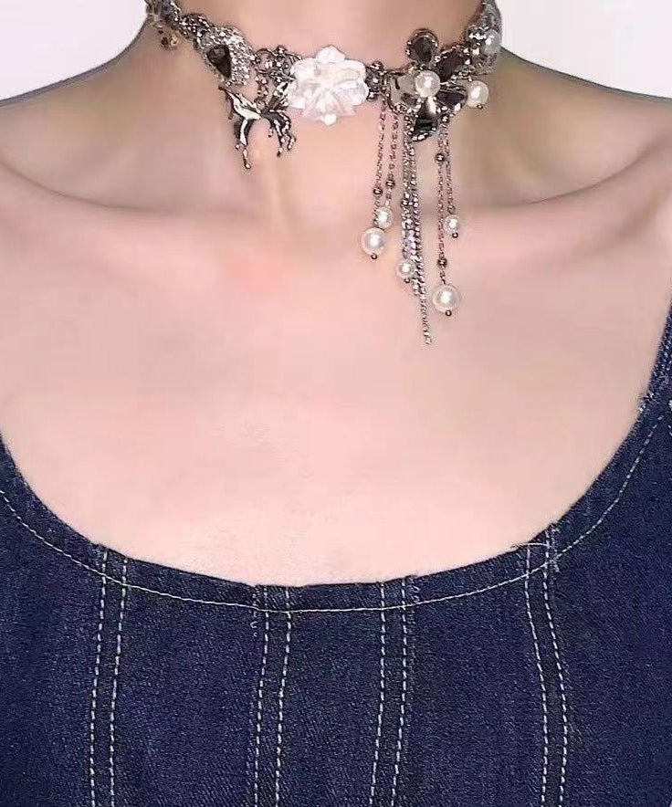 Silk Tassel Pearl Alloy Choker