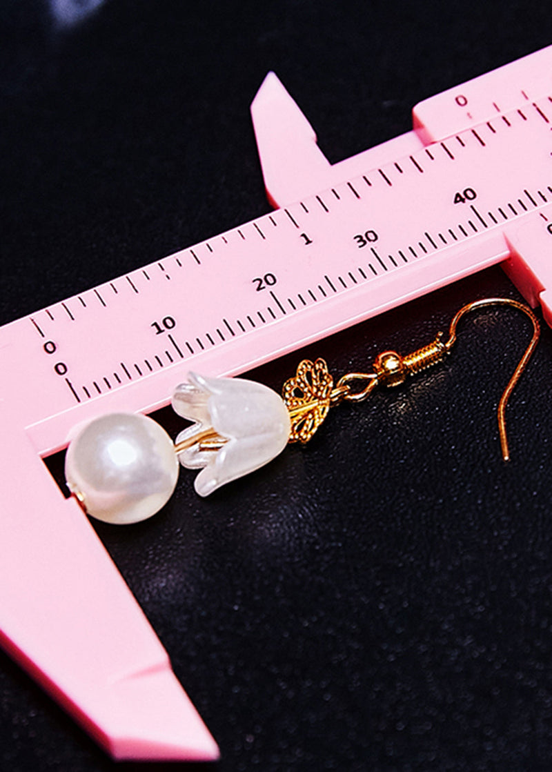 Fine White Lily of the Valley Pearl Drop Earrings